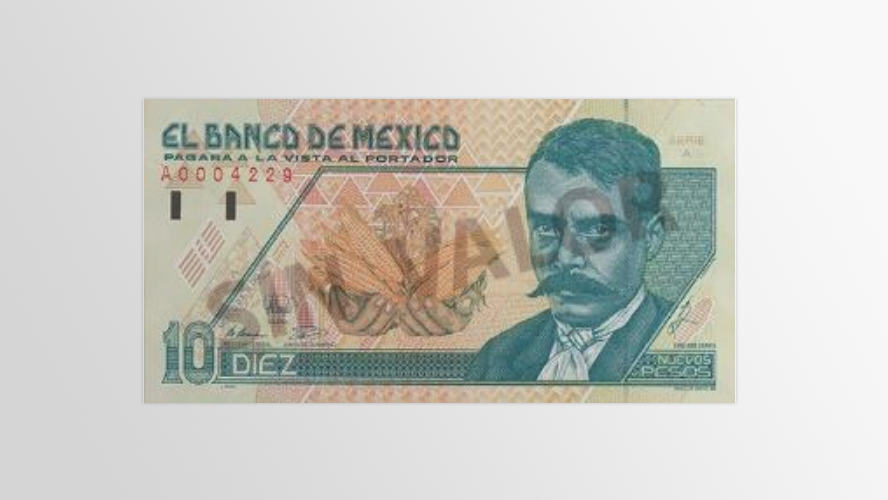10 pesos. Emiliano Zapata