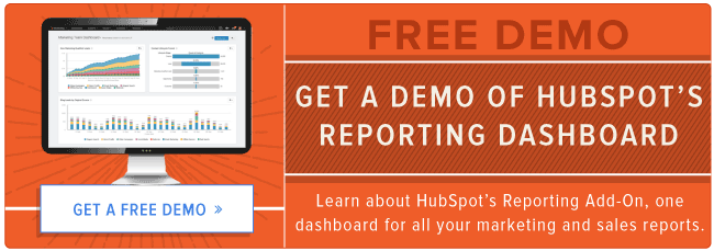 lấy bản demo của bảng điều khiển báo cáo của HubSpot