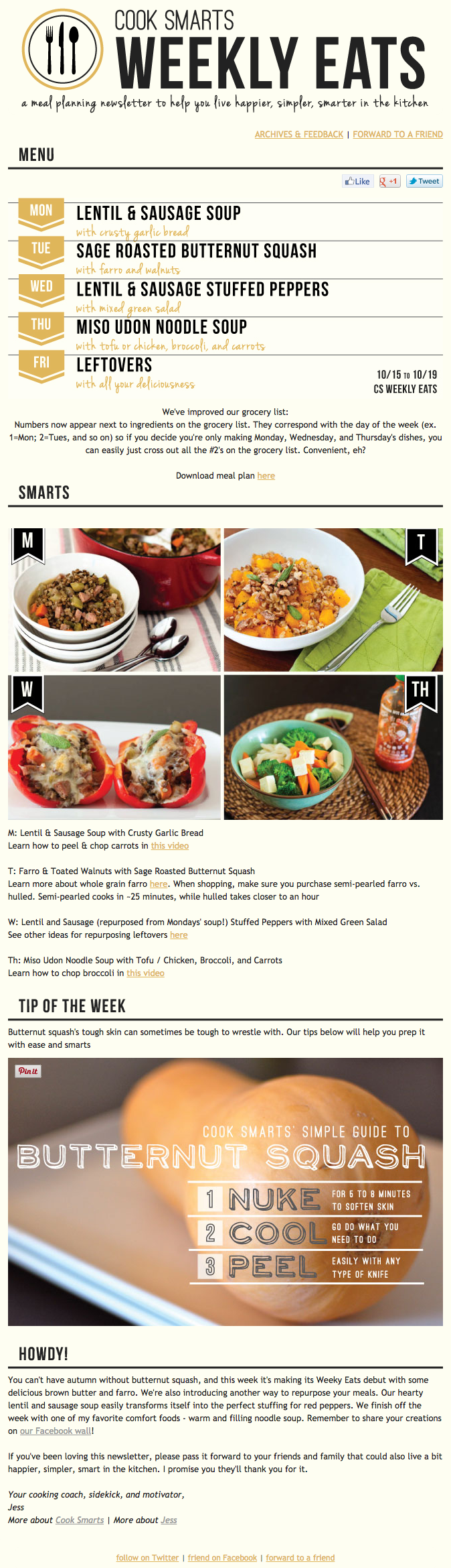 Ví dụ về chiến dịch tiếp thị qua email của Cook Smarts trên Weekly Eats "width =" 669 "data-ràng buộc =" true