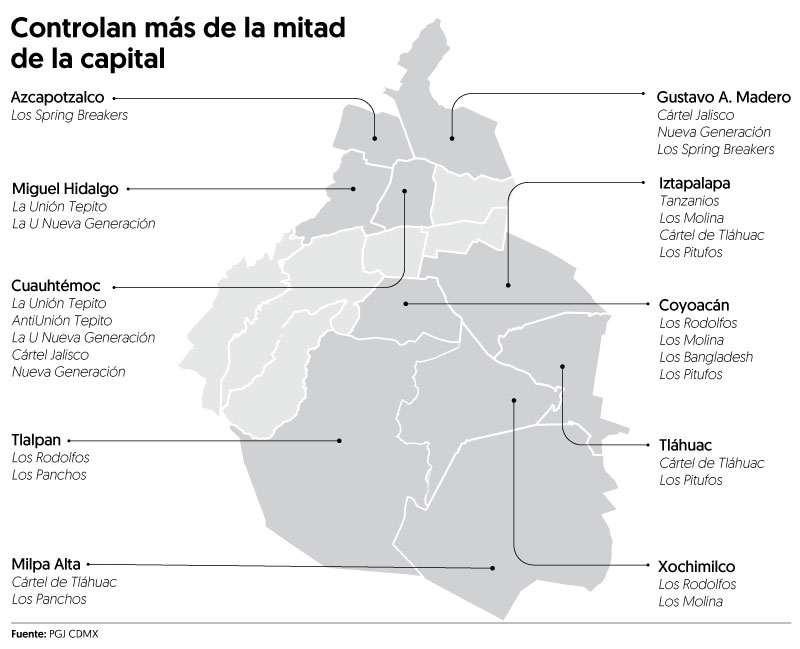 15 grupos 'pelean' el control del narcomenudeo en CDMX