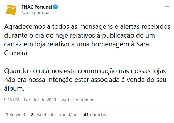 Fnac pede desculpa por campanha promocional com álbum de Sara Carreira - Meios & Publicidade