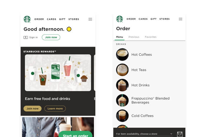Ứng dụng web tiến bộ của Starbucks
