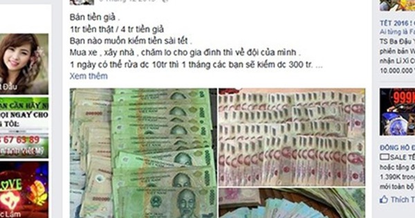 Tái diễn rao bán tiền giả trên mạng