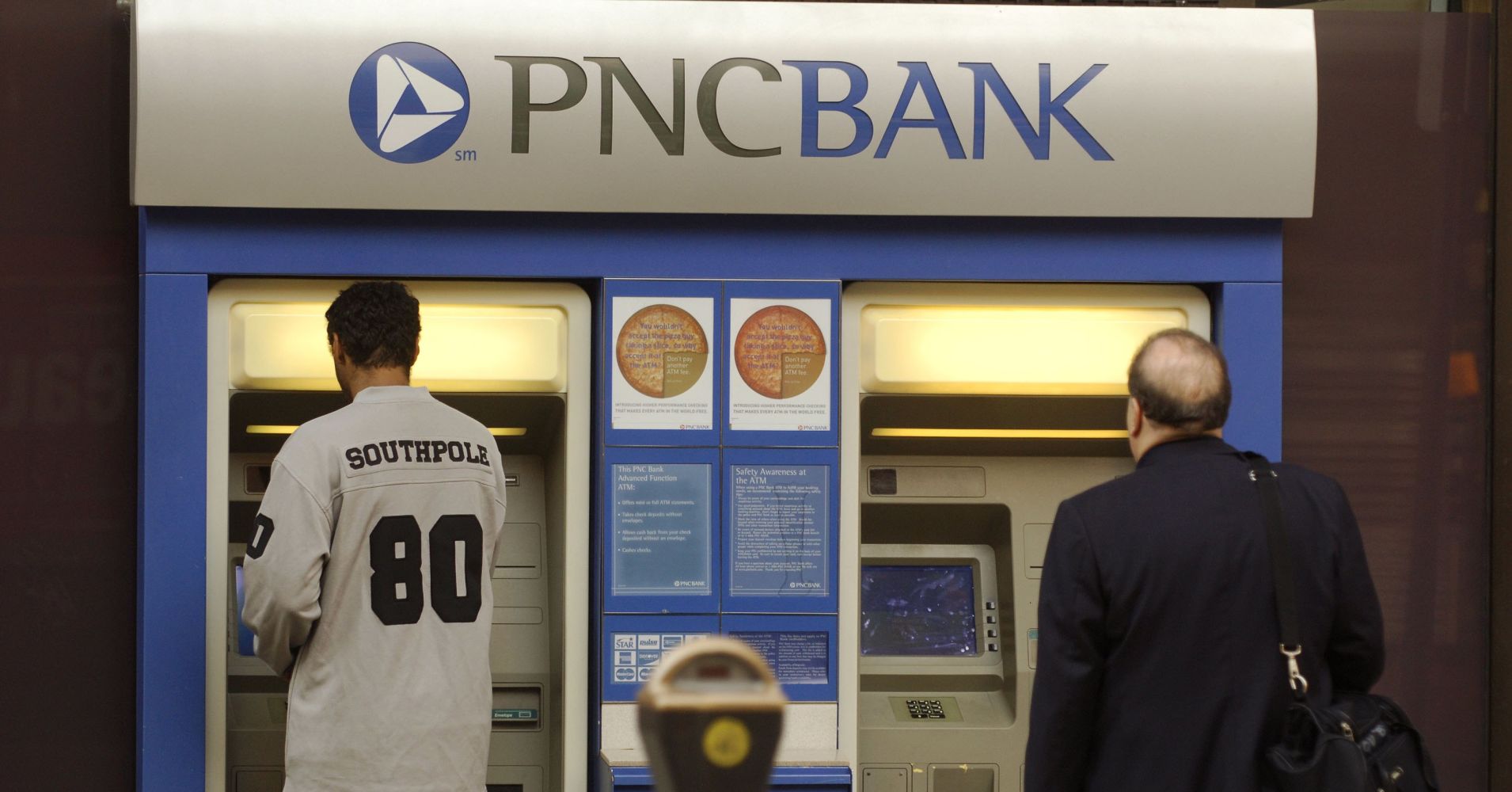 An ATM is shown at company headquarters for the PNC Financial Services at One PNC Plaza in Pittsburgh, Pennsylvania.