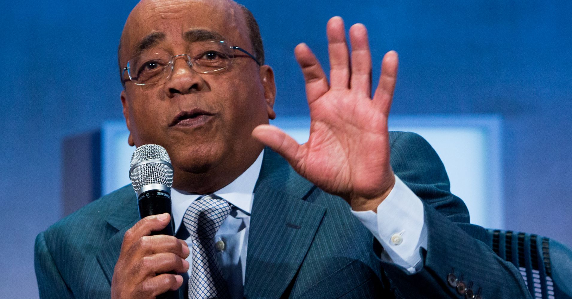 Mo Ibrahim, founder and chairman of Mo Ibrahim Foundation participates in a panel at the Clinton Global Initiative annual meeting in New York.