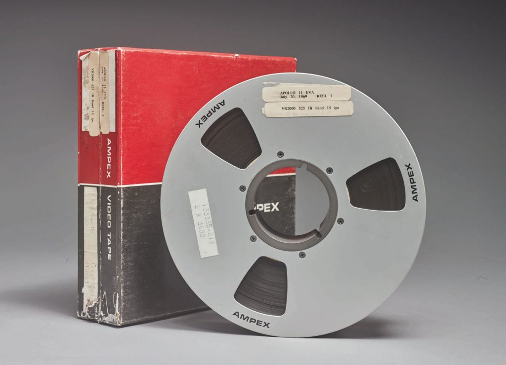 The Apollo 11 tapes displaying the moon landing in 1969.