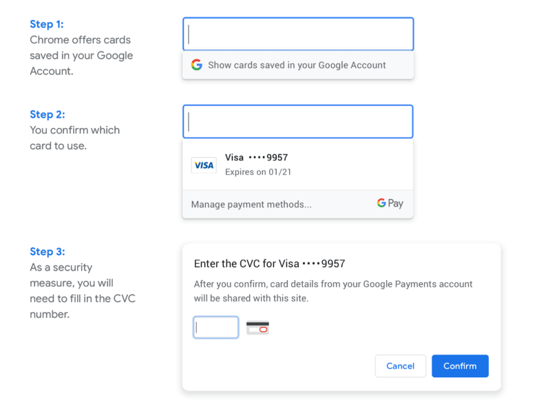Chrome lets users pay with credit cards saved in their Google accounts