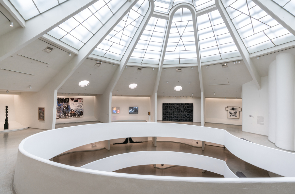 Installation view of Artistic License: Six Takes on the Guggenheim Collection, 2019–2020, showing the section curated by Jenny Holzer, at the Solomon R. Guggenheim Museum, New York.