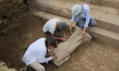 Marble statue of a robed woman