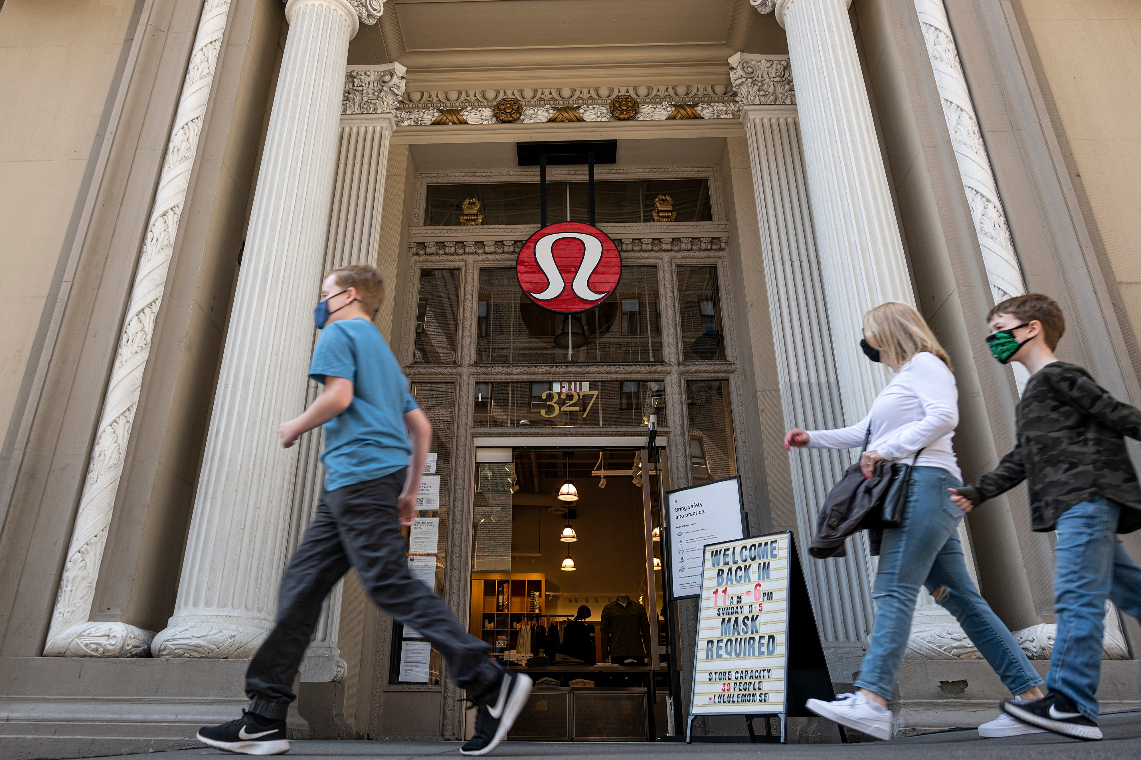 Lululemon first-quarter sales rise 88%, topping estimates, as store traffic rebounds
